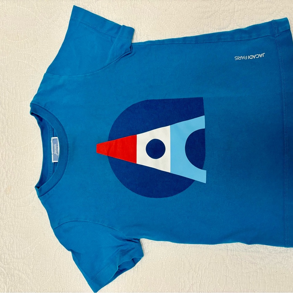Jacadi size 4 Boys Blue Eiffel Tower Rocket T-Shirt